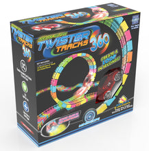 Cargar imagen en el visor de la galería, Twister Tracks 360(13feet) Neon Glow Track + 1 Red Race Car