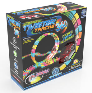 Twister Tracks 360(13feet) Neon Glow Track + 1 Red Race Car
