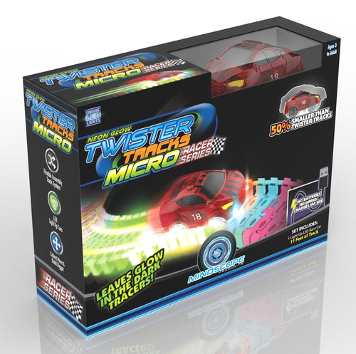 Twister Tracks Micro - Race Series, (11Feet)Neon Glow Track - Carro Recargable